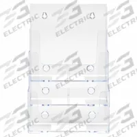 DEFLECTO Literature Rack: 3 Compartments, Crystal Clear, Polystyrene, 12 5/8 in Overall Ht (MPN 77301). Key specifications — Material: Polystyrene; Brand: DEFLECTO; Color: Crystal Clear.