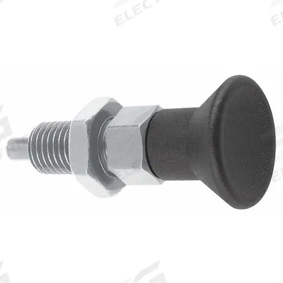 KIPP Indexing Plunger: Nonlocking, SS, M8x1 Thread - Extended-Pin Pull-Knob Indexing Plungers with Jam Nut