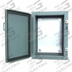 HAMMOND Electrical Enclosure: Steel, 16 in x 12 in x 6 in, NEMA 12/13, w/Panel, Solid Cover, Hinged (MPN 1418B6). Key specifications — Brand: HAMMOND; Closure Method: Clamps; Knockouts: Not Included.