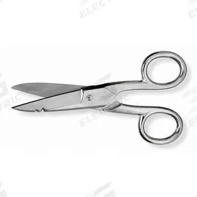 CRESCENT WISS Electricians Scissors: Right-Hand, 5 in Overall Lg, Serrated, Steel, Pointed - All-Metal Scissors