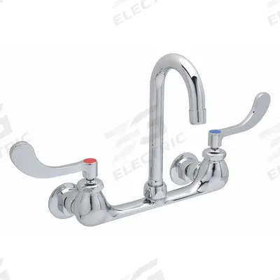 ZURN Gooseneck Service Sink Faucet: Wall, Centerset, Brass, Chrome, 2.2 gpm Flow Rate - Widespread Utility Faucets