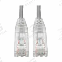 EATON TRIPP LITE Ethernet Cable: Unshielded, Cat 6, 0.7 ft Overall Lg, PVC, Round, 1, 28 AWG, Gray (MPN N201-S8N-GY). Key specifications — End 1 Connection Type: RJ45; End 2 Connection Type: RJ45; Fire Rating: Not Rated; Jacket Material: PVC; NEC Article and Type: CM; Standards: IEEE 802.3ab 1000Base-T; End 1 Connector Orientation: Straight; End 2 Connector Orientation: Straight.