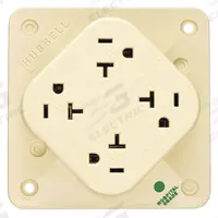 HUBBELL Receptacle: Hospital Grade Fed. Spec., Quad, 5-20R, Ivory, 125V AC, 20 A, 2 Pole / 3 Wire (MPN HBL420HI)