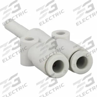 SMC Push-Fit Wye Fitting: 4 mm OD x 4 mm OD x 4 mm OD Size, Polybutylene Terephthalate - Polybutylene & Brass Tube Fittings