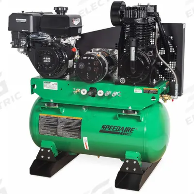 SPEEDAIRE Stationary Air Compressor/Generator: 2 Stage, 14 hp Engine, Mi-T-M, 15.7 cfm - Combination Air Compressors & Generators