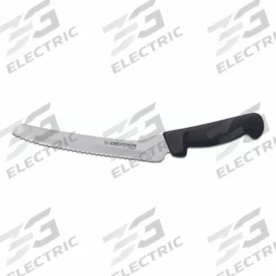 DEXTER RUSSELL Bread Knife: Offset/Scalloped, 8 in Overall Lg, Steel Blade, Black Handle - Offset Knives