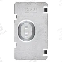 RACO Electrical Box Cover: 1 Gangs, Blank, For Rectangular Box Shape, Steel, 3 cu in Capacity (MPN 701F). Key specifications — Brand: RACO; For Box Shape: Rectangular; Material: Steel; Cover Design: Blank.