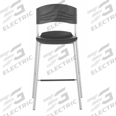 ICEBERG Cafe/Bistro Chair: Graphite, Armless Arm, 19 in Overall Wd, 22 in Overall Dp - Barstools