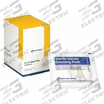 FIRST AID ONLY Gauze Pad: 4 in Dressing Lg, 4 in Dressing Wd, Gauze, Sterile - Gauze Pads