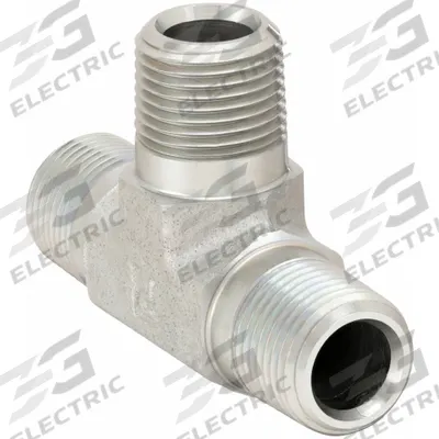 PARKER Metal Pipe Tee: Tee, Steel, 3/8 in x 3/8 in x 3/8 in - Hydraulic Threaded Extreme-Pressure Pipe Fittings