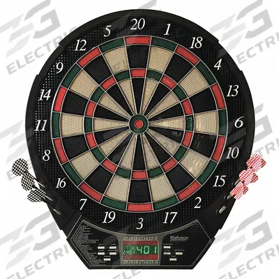HATHAWAY Dartboard: Manual, Plastic, Black/Green/Red/White, 6 Darts - Dartboards