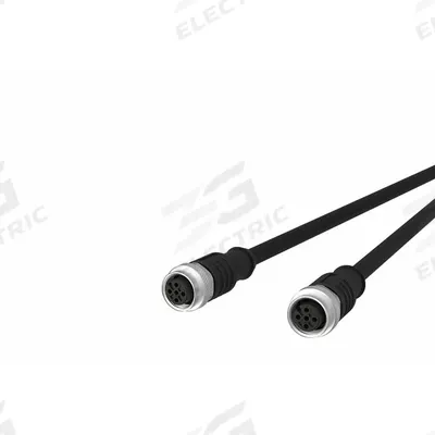 METZ CONNECT Sensor Cable: M12 Male Straight X M12 Male Straight, 5 Pins, Black, PUR - Double-Ended Cordsets with PUR Jacket for Twisting Applications