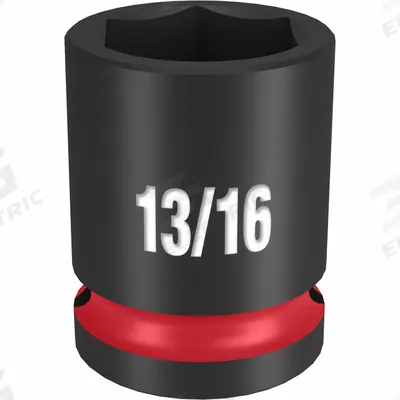 MILWAUKEE Standard Impact Socket: 1/2 in Drive Size, SAE, 13/16 in Socket Size, 6-Point - 1/2" Drive Impact Sockets