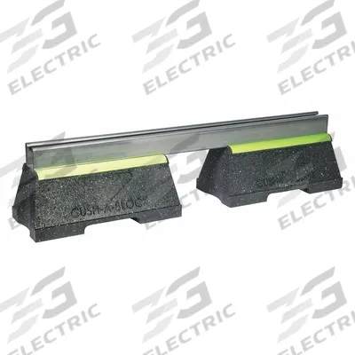 ZSI Support with Channel: Rubber Base, Pre-Galvanized Steel, 24 in Overall Lg - Support Blocks with Strut Channel