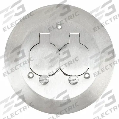STEEL CITY Floor Box Cover and Carpet Flange: Round, Silver, Aluminum - Aluminum Electrical Floor Box Covers