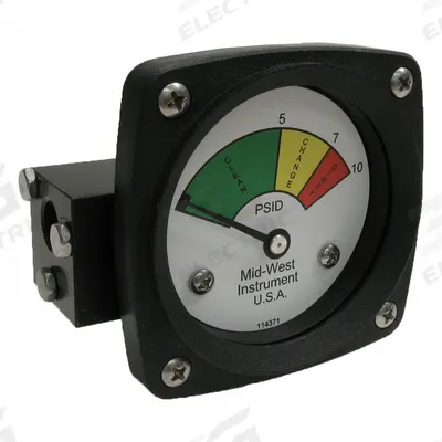 MIDWEST INSTRUMENT 3-Color Differential Pressure Indicator: 1,000 psig Max - Differential Pressure Indicators