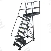 BALLYMORE Rolling Cantilever Ladder: 6.7 ft Platform Ht, Unassembled, Locking Casters, Steel (MPN CL-8-42-P). Key specifications — attr1051489: Gray; attr1051483: BALLYMORE; attr1051499: Double Handrails; attr1051504: Steel.