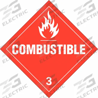 BRADY Container Placard: Combustible 3, 10 3/4 in x 10 3/4 in, 10 3/4 in Label Ht - Class 3: Flammable Liquids
