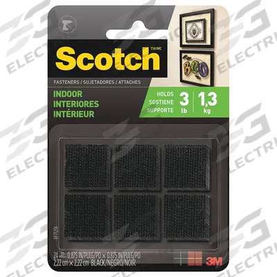 SCOTCH Hook-and-Loop Fastener: Square, 7/8 in Overall Wd, 7/8 in Overall Lg, Hook-and-Loop - Pre-Cut Squares