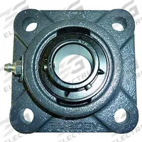 NTN 4 Bolt Flange Bearing: Radial Ball, 2 7/16 in Bore, Cast Iron, Set Screws, 6 7/8 in Lg, Square (MPN UCFU-2.7/16M). Key specifications — Bore Type: Cylindrical; Brand: NTN; Lubricant Material: NLGI #3 Equivalent; Mounting Bolt Size: 5/8 in; System of Measurement: Inch.