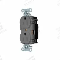 HUBBELL Receptacle: Duplex, 5-15, Gray, 125V AC, 15 A, 2 Pole / 3 Wire (MPN 5252STGY)