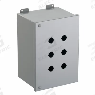 HAMMOND Push Button Enclosure: 22mm, 6 Holes, Carbon Steel - Enclosures for 22mm Operators