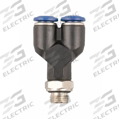 AIGNEP USA Push-Fit Wye Fitting: 5/32 in OD x 5/32 in OD x 3/8 in Pipe Size, Nylon - Nylon & Nickel-Plated Brass Tube Fittings