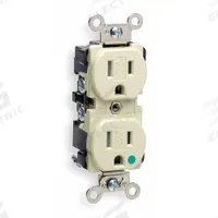 LEVITON Receptacle: Hospital Grade Fed. Spec., Duplex, 5-15R, Ivory, 125V AC, 15 A, 2 Pole / 3 Wire (MPN 8200-SGI)