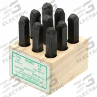 YOUNG BROS. STAMP WORKS Hand Stamp Kit: 0 thru 9 (6 doubles as 9), 1/8 in Character Ht, Steel, Wood (MPN 05092). Key specifications — Material: Steel; Brand: YOUNG BROS. STAMP WORKS; Characters Included: 0 thru 9 (6 doubles as 9).