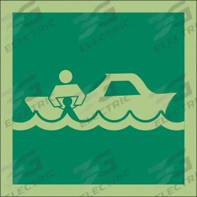 IMO (International Maritime Organization) Safety Sign: Vinyl, Adhesive Sign Mounting - Square Rescue Boat Symbol Signs