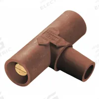 Paralleling Tee: Male-Male-Female, Brown, 600V AC/600V DC, 400 A, Series 16 (MPN HBLPTBN). Key specifications — Brand: HUBBELL; Gender Configuration: Male-Male-Female.