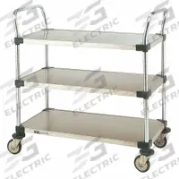 METRO Utility Cart: 375 lb, 30 in L x 18 in W Shelf, 32 in L x 18 in W x 38 in H Overall Dim, Silver (MPN MW204). Key specifications — Caster/Wheel Configuration: (4) Swivel; Brand: METRO; Caster Wheel/Tread Material: Rubber.