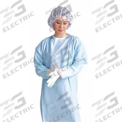 MAZZA HEALTHCARE Impervious Gown: Open, Thumbloop, Partially Open Back, Polyethylene, Blue, 75 PK (MPN HCS3002U). Key specifications — attr333378: Open, Thumbloop; attr333379: Partially Open; attr333380: Polyethylene; attr377495: MAZZA HEALTHCARE; attr333384: Tie; attr333381: Blue.