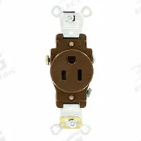 LEVITON Plugs and Receptacles: Single, 5-15, Brown, 125V AC, 15 A, 2 Pole / 3 Wire (MPN 5251)