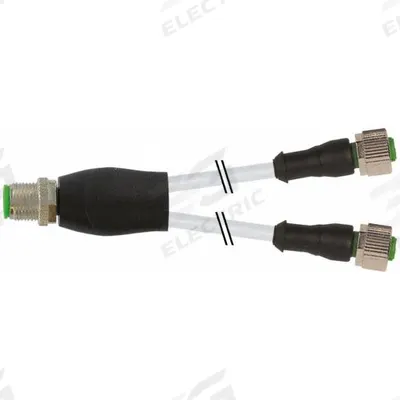 MURRELEKTRONIK Cordset: M12 Male Straight X (2) M12 Female Straight, 4 Pins, Gray, PVC - M12 to M12 Y-Distributor Cordsets with PVC Jacket for Flexing Applications