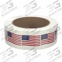 TAPECASE Packing Tape: 2 in Imperial Tape Wd, 55 yd Imperial Tape Lg, 1.9 mil Tape Thick (MPN 15C764). Key specifications — Product Type: Preprinted Messaging Packing Tape; Message: American Flag Logo; Brand: TAPECASE; Tape Series: 150SP.