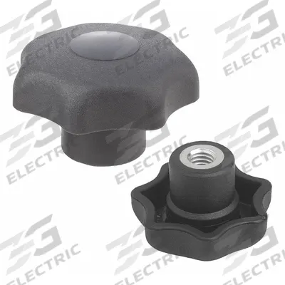 KIPP Hand Knob: 7 Point, Plastic w/ SS Thread, M6 Thread, 10 mm Thread Lg - 7-Arm Knobs with Threaded Hole