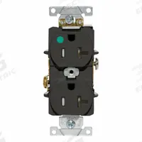 LEVITON Duplex Receptacle Outlet: Hospital Grade, Duplex, 5-20R, Black, 125V AC, 20 A (MPN T8300-E)