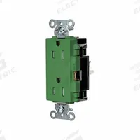 HUBBELL Receptacle: Decorator Duplex, 5-15, Green, 125V AC, 15 A, 2 Pole / 3 Wire (MPN HBL2152STGNTR)