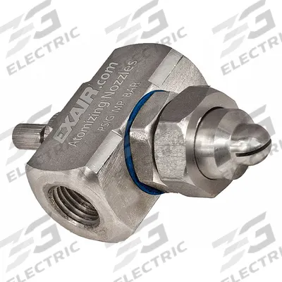 EXAIR Atomizing Spray Nozzle: Pressure, 3 scfm, Flat, 1/4 in FNPT, FNPT - Internal Mix Air-Atomizing Spray Nozzles