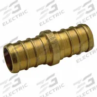 ZURN Barbed Fitting Coupling: 3/8 in ID x 3/8 in Pipe Size, Barbed x Barbed, Brass (MPN QQC32GX). Key specifications — Brand: ZURN; Connection Type: Barbed x Barbed.