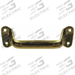 MONROE PMP Pull Handle: Unthreaded Holes, Brass, Gold, #8 Screw Size, 0.34 in, 1.5 in Projection (MPN PH-0238). Key specifications — Brand: MONROE PMP; Projection Type: Non-Recessed; Material: Brass; Finish: Polished; Color: Gold; Folding Type: Fixed; Mounting Type: Unthreaded Holes; Screw Size: #8.
