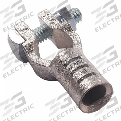 WESTWARD Battery Terminal: Straight, Crimp, 1/0 ga, Black Color, Positive, Copper - Straight Alignment