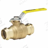 MILWAUKEE VALVE Manual Two-Way Ball Valve: 2 in, Brass, Straight, Press x Press, Full Port Ball Port (MPN BA-480B - 200). Key specifications — Brand: MILWAUKEE VALVE; Handle: Locking Lever.