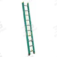 WERNER Extension Ladder: 20 ft Ladder Size, Fiberglass, 225 lb Load Capacity, 33 lb Wt, 2 Sections (MPN D5920-2). Key specifications — Color: Green; Brand: WERNER; Included Features: Mar-Resistant End Caps; Removable Fly: Removable.