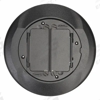 HUBBELL WIRING DEVICE-KELLEMS Floor Box Cover and Carpet Flange: Round, Black, Cast Aluminum - Aluminum Electrical Floor Box Covers