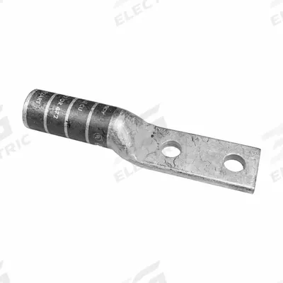 BURNDY Compression Lug: For 1 AWG, Solid/Stranded Wire, 3/8 in Stud Size, Long - Two-Hole Compression Lugs