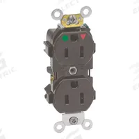 LEVITON Receptacle: Hospital Grade Fed. Spec., Duplex, 5-15R, Brown, 125V AC, 15 A, 2 Pole / 3 Wire (MPN 8200-IGB)