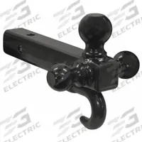 BUYERS PRODUCTS Tri Ball Mount w/ Hook: 2 in Compatible Ball Shank Dia, 1 7/8 in Ball Dia, Steel (MPN 1802208). Key specifications — Material: Steel; Brand: BUYERS PRODUCTS; Features: Built-In Recovery Hook; Finish: Powder Coated; Includes: 1-7/8 in Ball; Resistance Properties: Corrosion-Resistant.