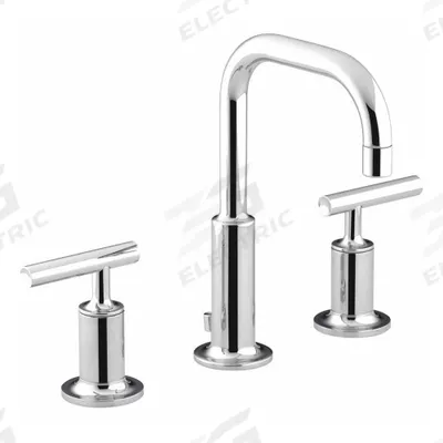 KOHLER Gooseneck Bathroom Faucet: Purist, Brass, Chrome Finish, 1.2 gpm Flow Rate - Widespread Handle Bathroom Faucets